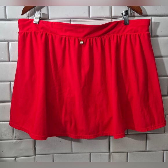Crown & Ivy Ladies Color Tomato Red Swim Skirt Skort Womens Plus Size Classic - Picture 3 of 6